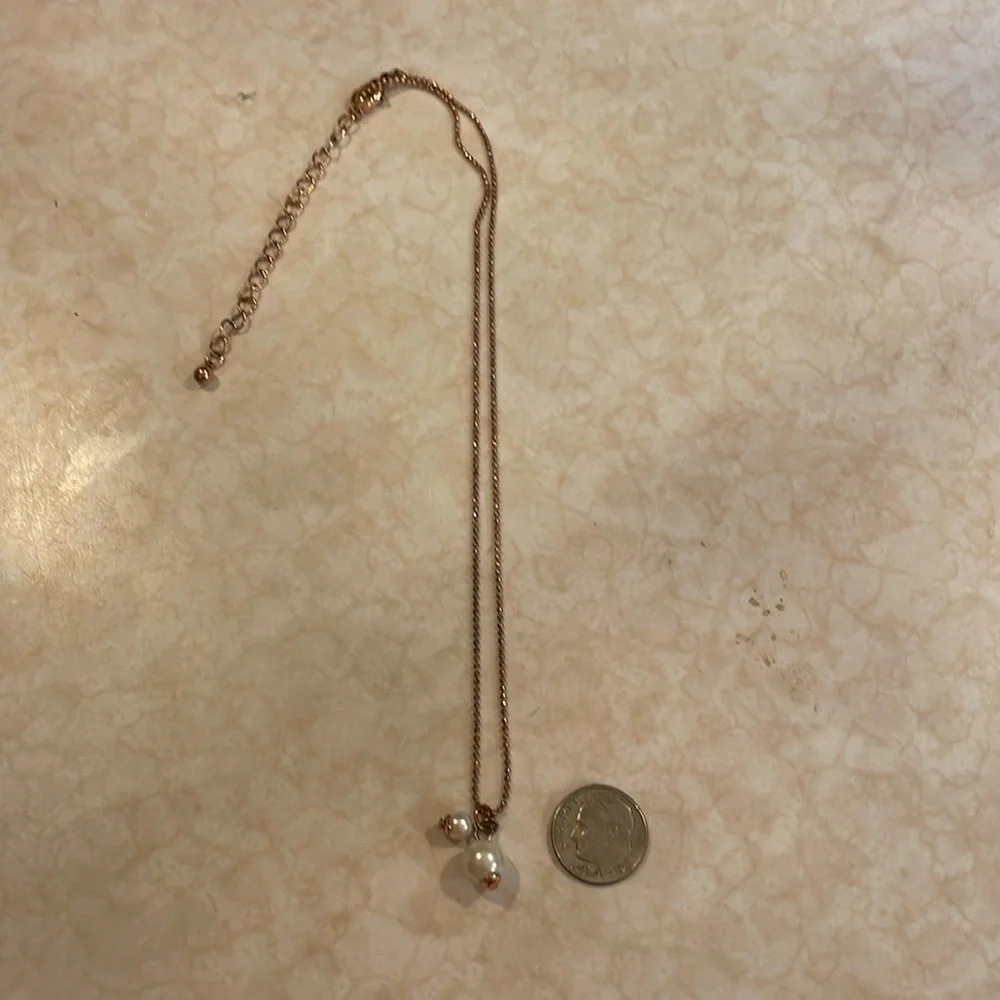 Rose Gold Necklace with faux pearls, new
